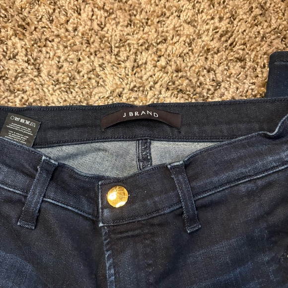 J Brand High Rise Dark Blue Jeans with Gold Buttons - Picture 3 of 6